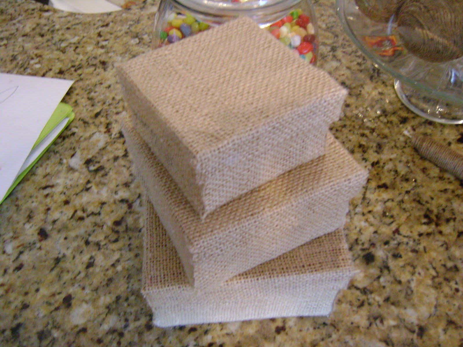 Red Cupboard Design Burlap Boxes