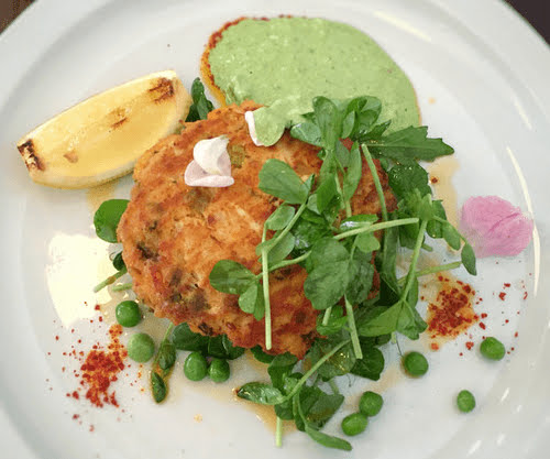 Crab Cakes with Charred Lime and Mint Sauce
