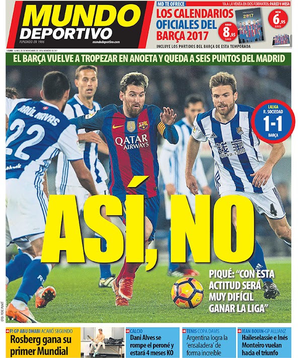 FC Barcelona, Mundo Deportivo: "Así, no"