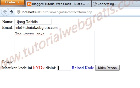 Membuat form kontak dilengkapi kode captcha yang dirandom dengan php