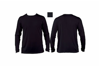 Desain Kaos Polos Lengan Panjang Depan Belakang Warna Hitam