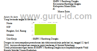 Contoh Surat Izin Guru Tidak Masuk Sekolah Format Word