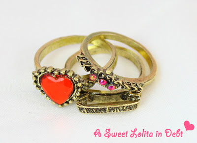Stackable Rings, Red Heart RIngs, 