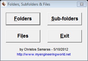 Folders, Subfolders & Files - Freeware Program