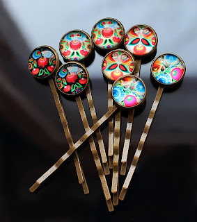 Авторская бижутерия: Серьги и заколки-невидимки "Дети цветов""