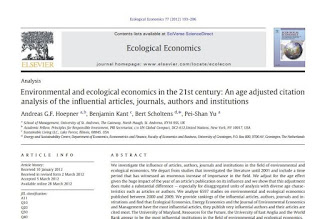 "Ecological Economics'e Ait Bir Görüntü"