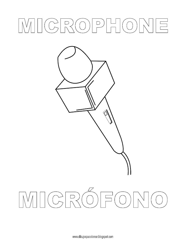 Dibujos Inglés - Español con M: Microfono - Microphone