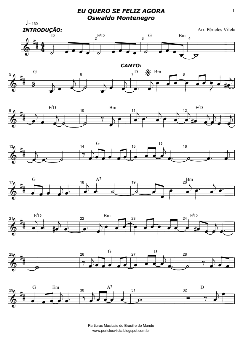 Partituras Musicais Eu quero ser feliz