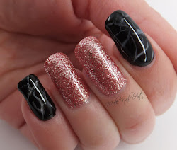 rose marble gold nail gel glitter nails polish tutorial
