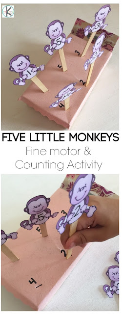 5 little monkeys nursery rhyme activity for kindergarten