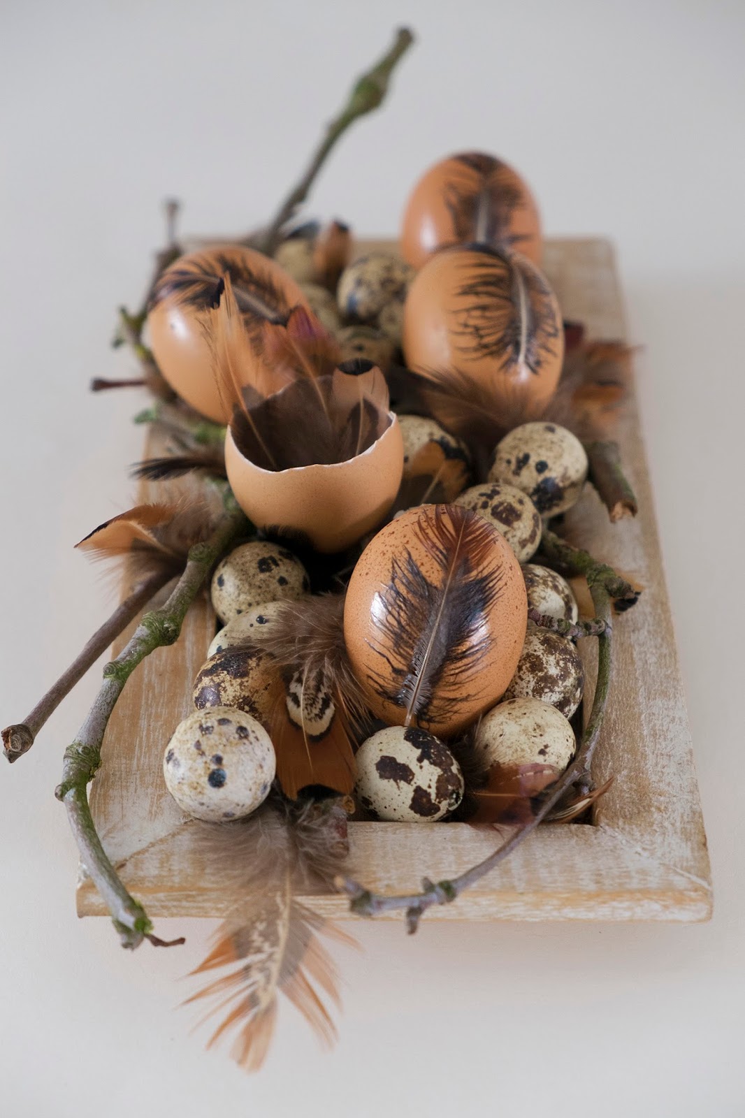 Leuk decoreren met eieren en veren voor Pasen - Paasdecoratie. Leuk decoreren met eieren en veren voor Pasen - Paasdecoratie.