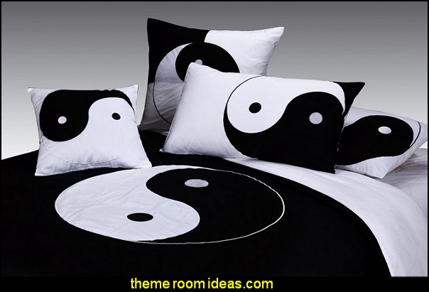 Yin Yang bedding Style Design Embroidered Oriental  Black and White bedding