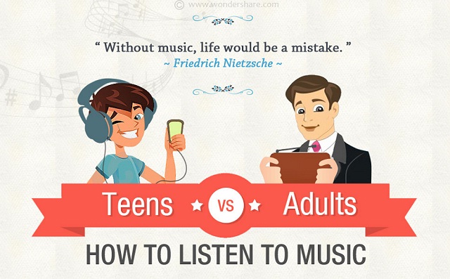 Image: Teens VS Adults: How to Listen to Music #infographic
