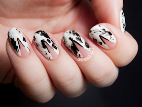 Inky Negative Space Nail Art by @chalkboardnails