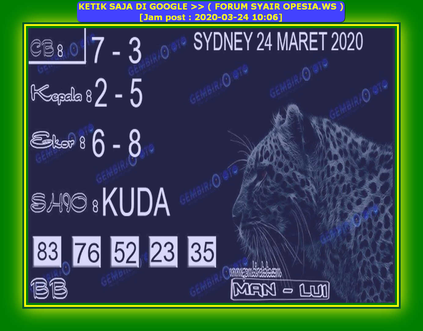 1 New Message Kode Syair Sydney 24 Maret 2020 Forum Syair Togel Hongkong Singapura Sydney