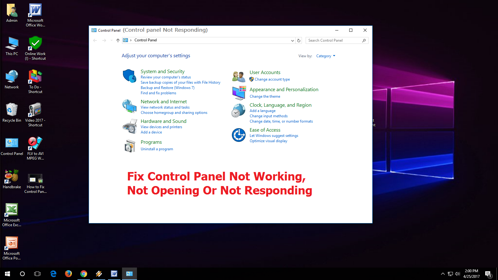 Learn New Things How to Fix Control Panel Not Working, Not Responding