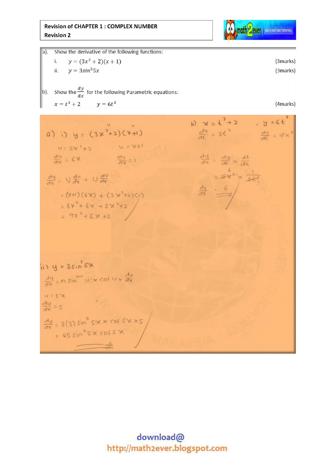 DIFFERENTIATION : Revision 2 - Math2ever™  place to learn 