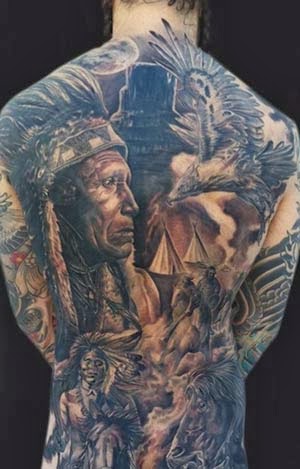 Tatuagens de indios nas costas inteiras