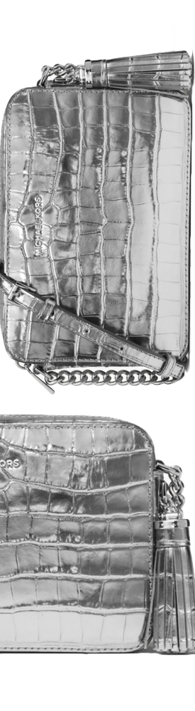 MICHAEL MICHAEL KORS Ginny Metallic Embossed-Leather Crossbody