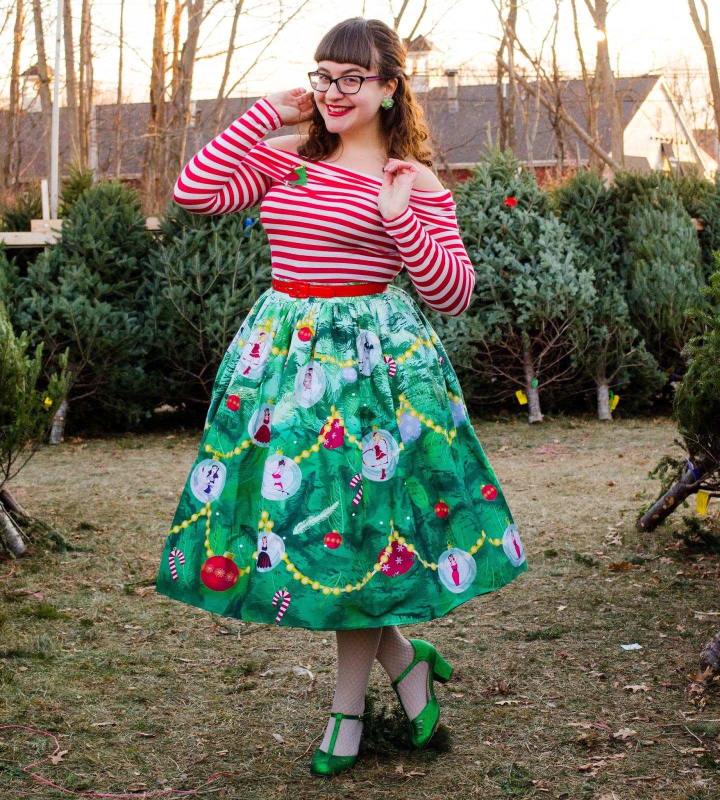 Womens Handmade Christmas Skirt Small Medium Felt OOAK Unique Vintage