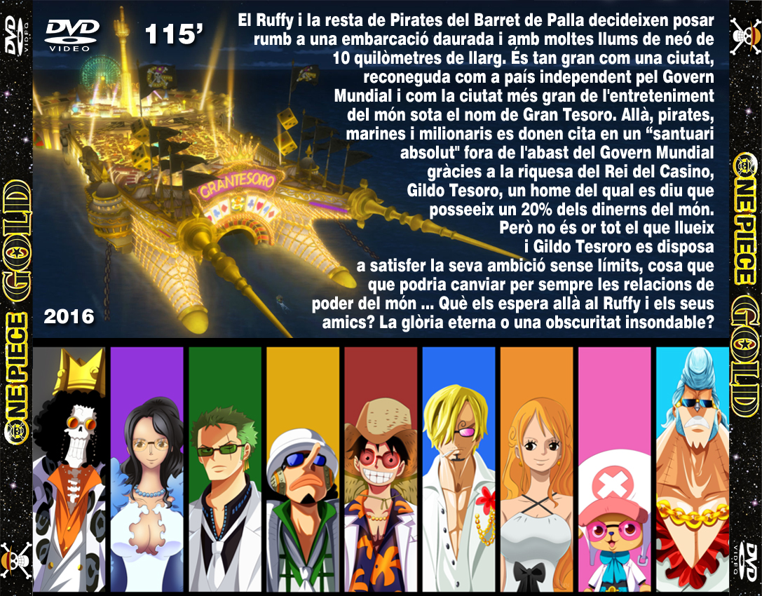 Caràtules de cine (DVD per caixa CD) One Piece Gold [2016]