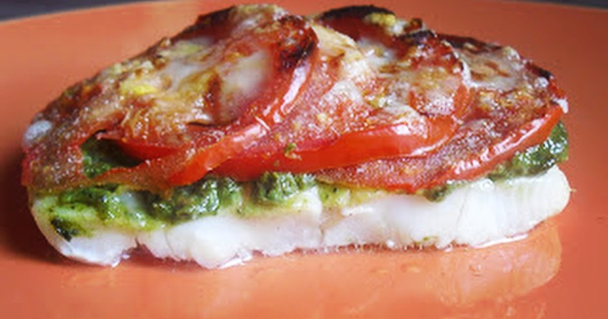Pesto Halibut with Roasted Tomatoes