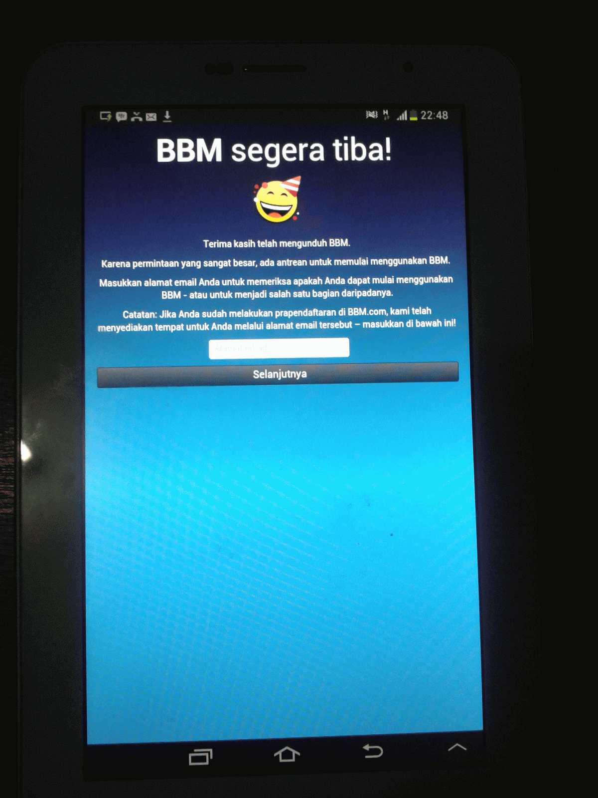 tab 2 tidak bisa installer bbm