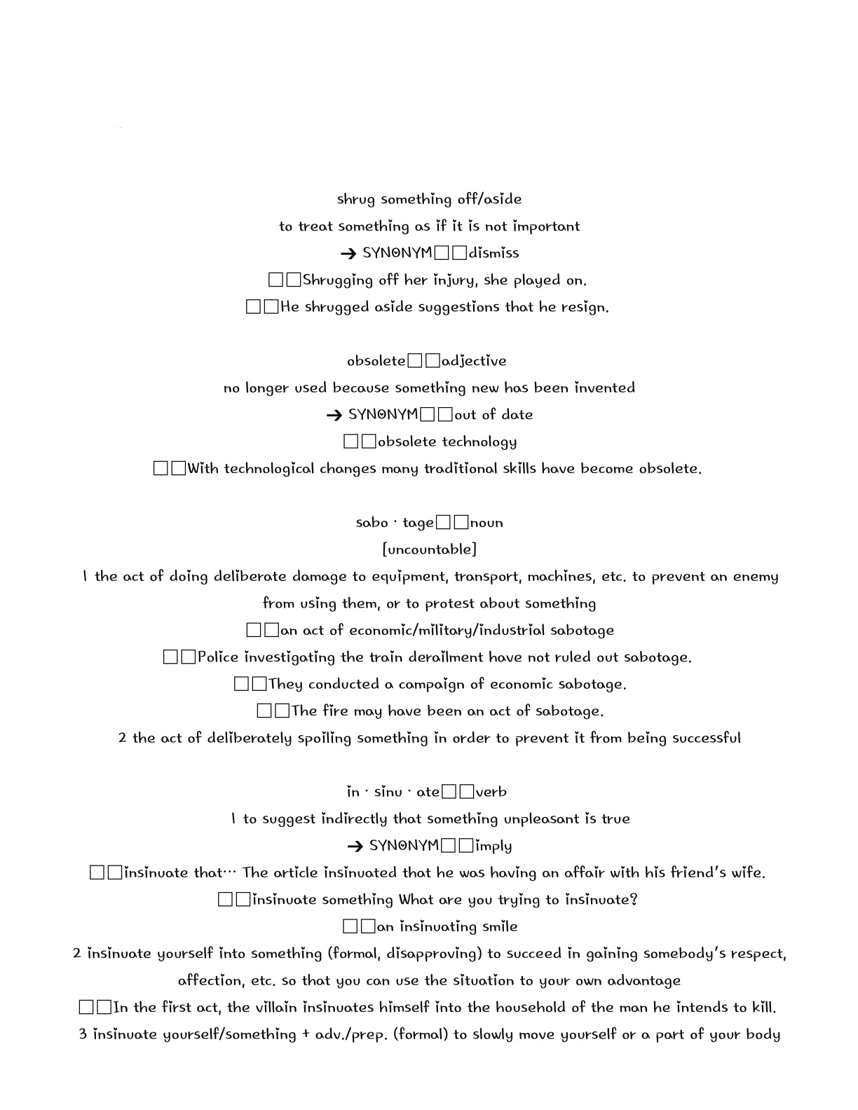 Important Words from Oxford Advanced Learner's Dictionary, 9th Edition