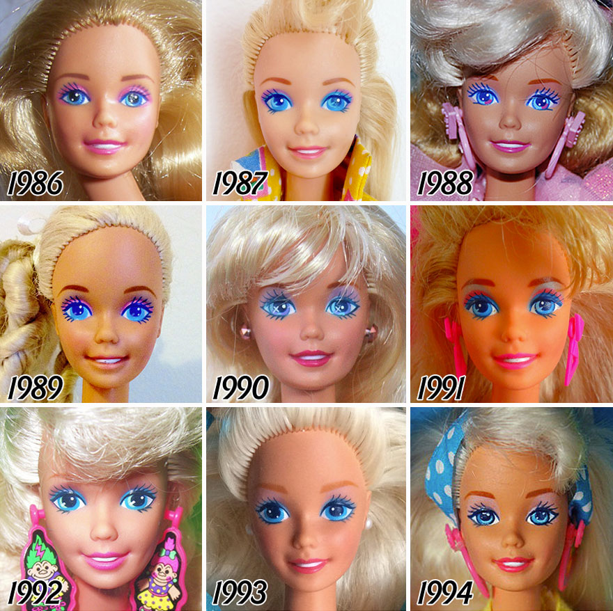 Evolução das bonecas Barbie nos últimos