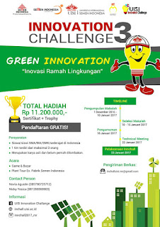Lomba Karya Tulis Ilmiah UISI Green Innovation Challange 3 (DL Januari 2017) Lomba Karya Tulis Ilmiah UISI Green Innovation Challange 3 (DL Januari 2017)