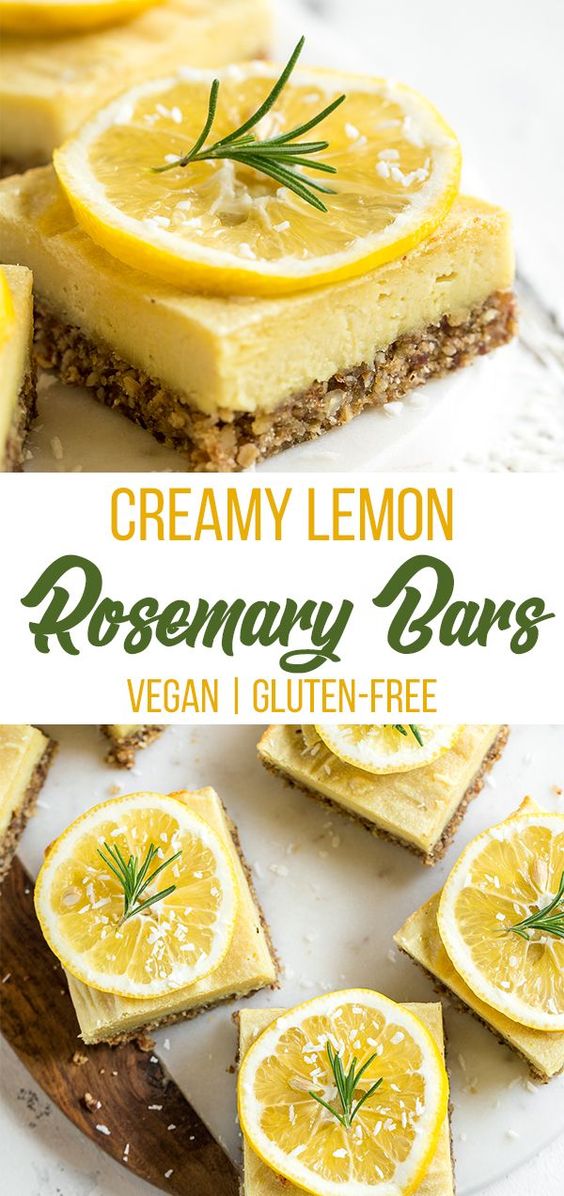 Creamy Lemon Rosemary Bars