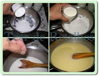 Misturando o amido, o leite o sal e a manteiga