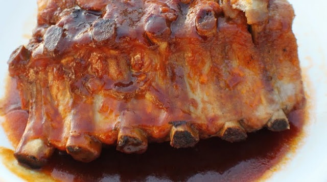 these are pork ribs baked with a homemade jack daniels barbecue sauce that has a smoked flavor