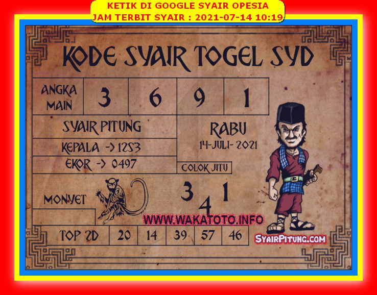 Syair Sdy Hari Ini Rabu 14 Juli 2021 Opesia Official