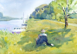 webb david watercolour river above stour tuckton