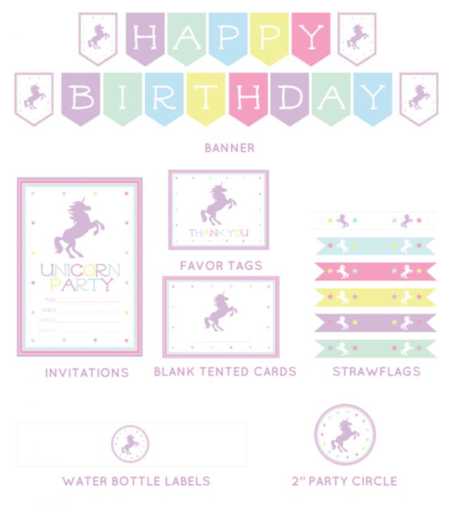 Pink Unicorn Free Printable Mini Kit Oh My Fiesta In English
