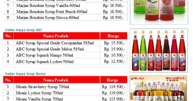 Cv Asgar Kurnia Food Harga Sirup Terbaru Semua Produk Tahun 2020