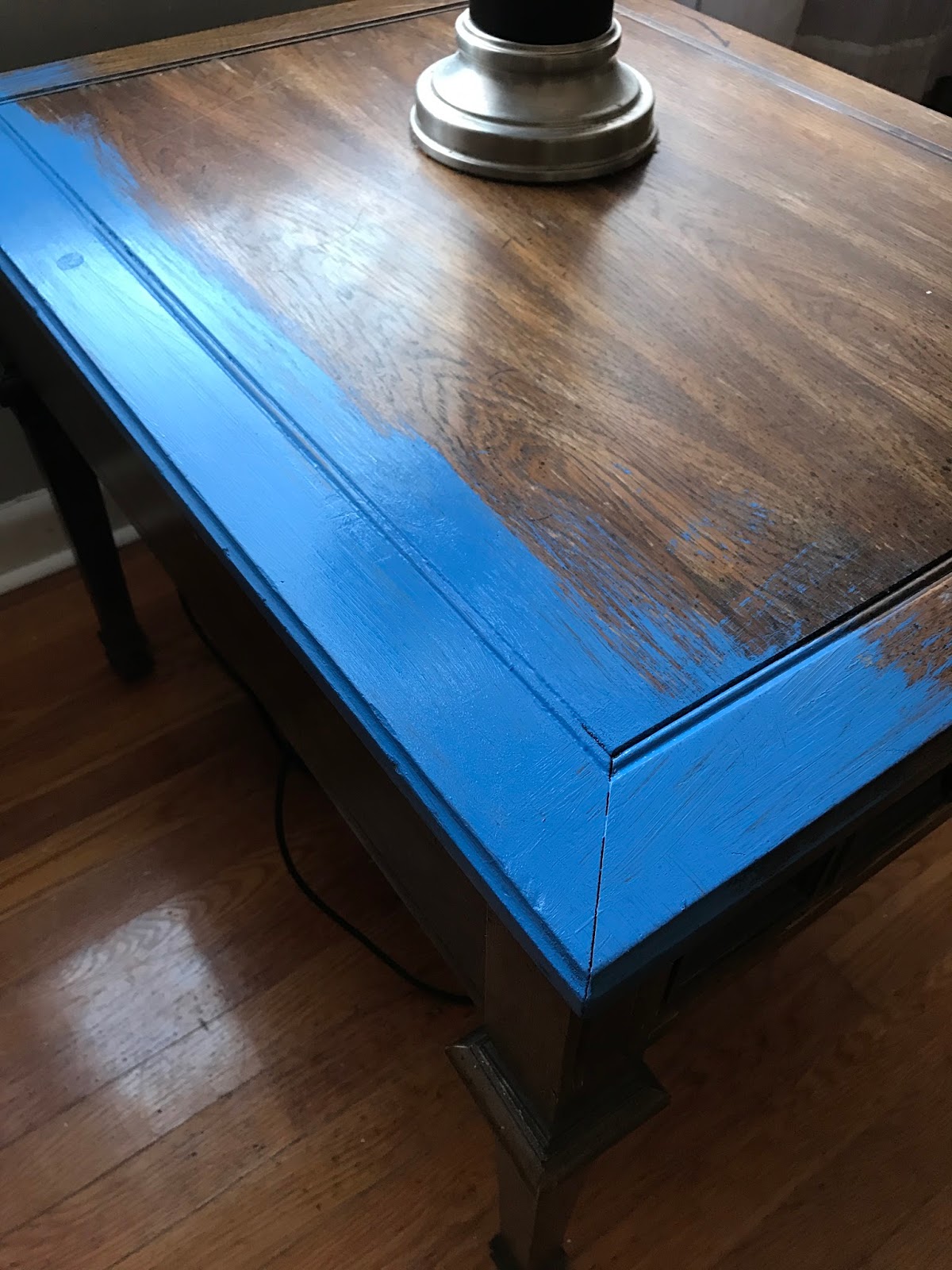 Weathered Sign and Company Gold Dipped Navy Blue End Table