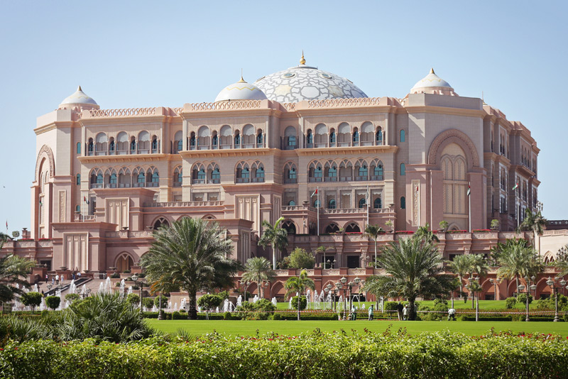 Exterior of the Emirates Palace Hotel in Abu Dhabi