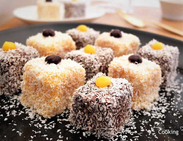 Lamingtons Recipe with chocolate and orange curd