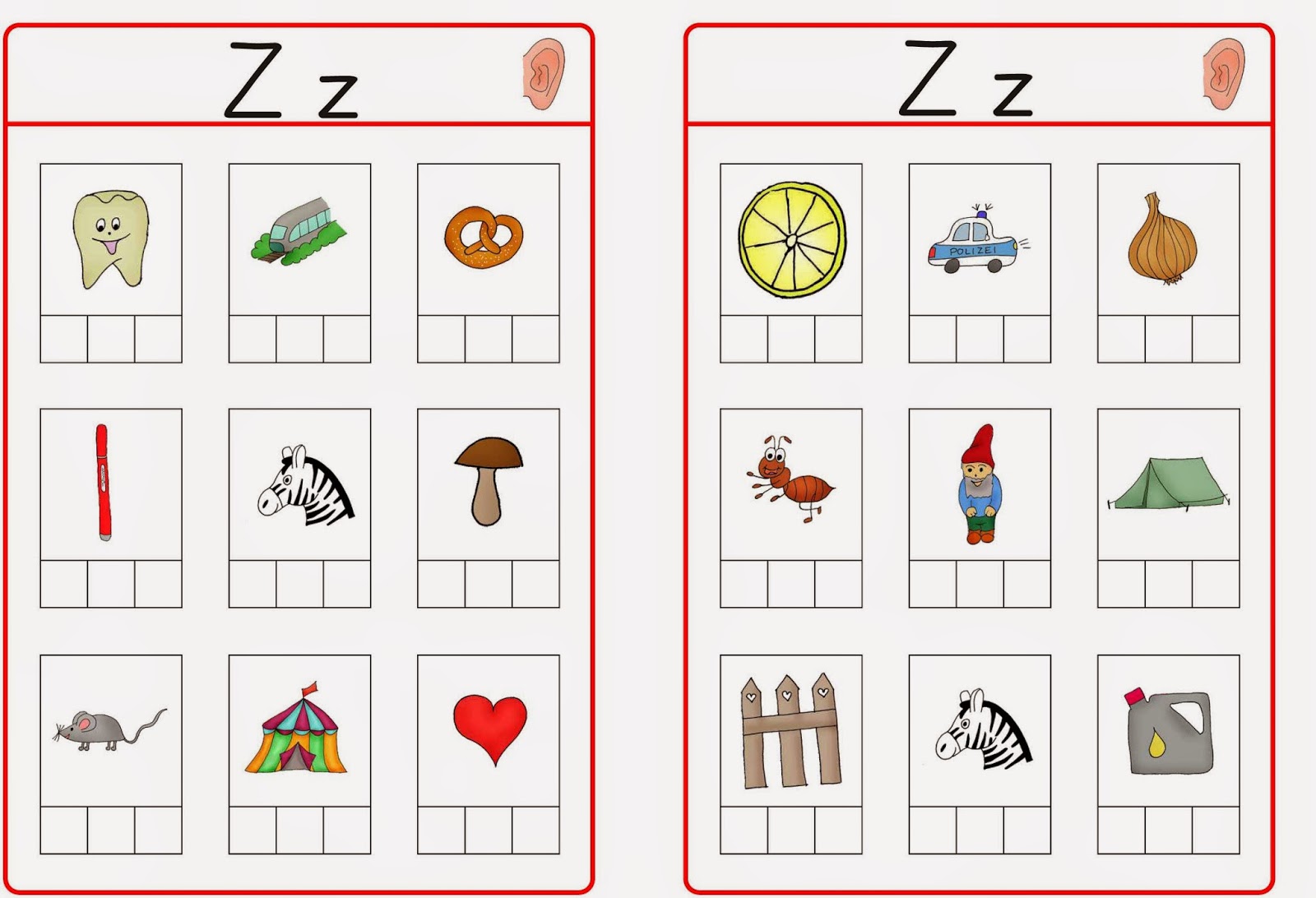 Lernstübchen Abhörkarten B Z G