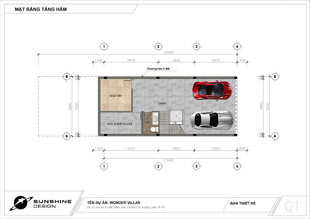 Thiết kế shophouse - nhà phố thương mại Sunshine Wonder Villas khu đô thị Ciputra Tây Hồ