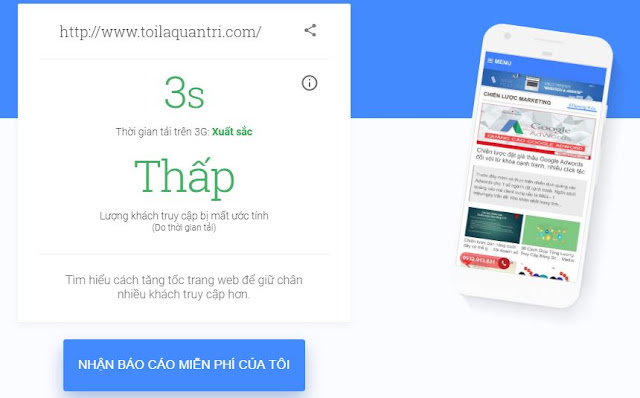 Kiểm tra với testmysite.withgoogle.com Kiểm tra với testmysite.withgoogle.com