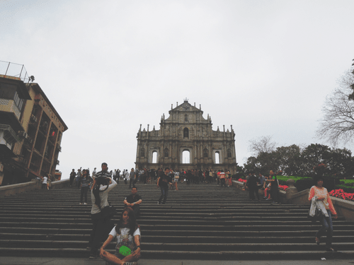 Stairs leading to the Ruins of St. Paul's at Largo do Senado in Macau