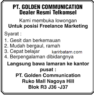 Lowongan Kerja PT. Golden Communication