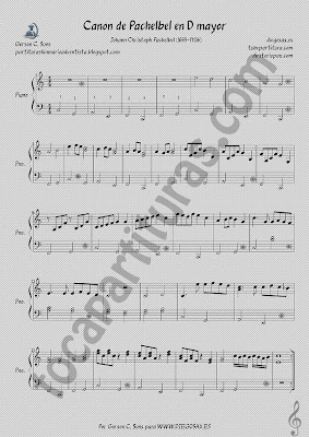  Partitura Fácil Para Piano del Canon de Pachelbel pinchando aquí Easy Piano Sheet Music here