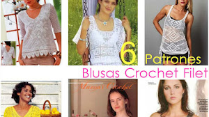 6 Patrones y Moldes de Blusas en Crochet Filet