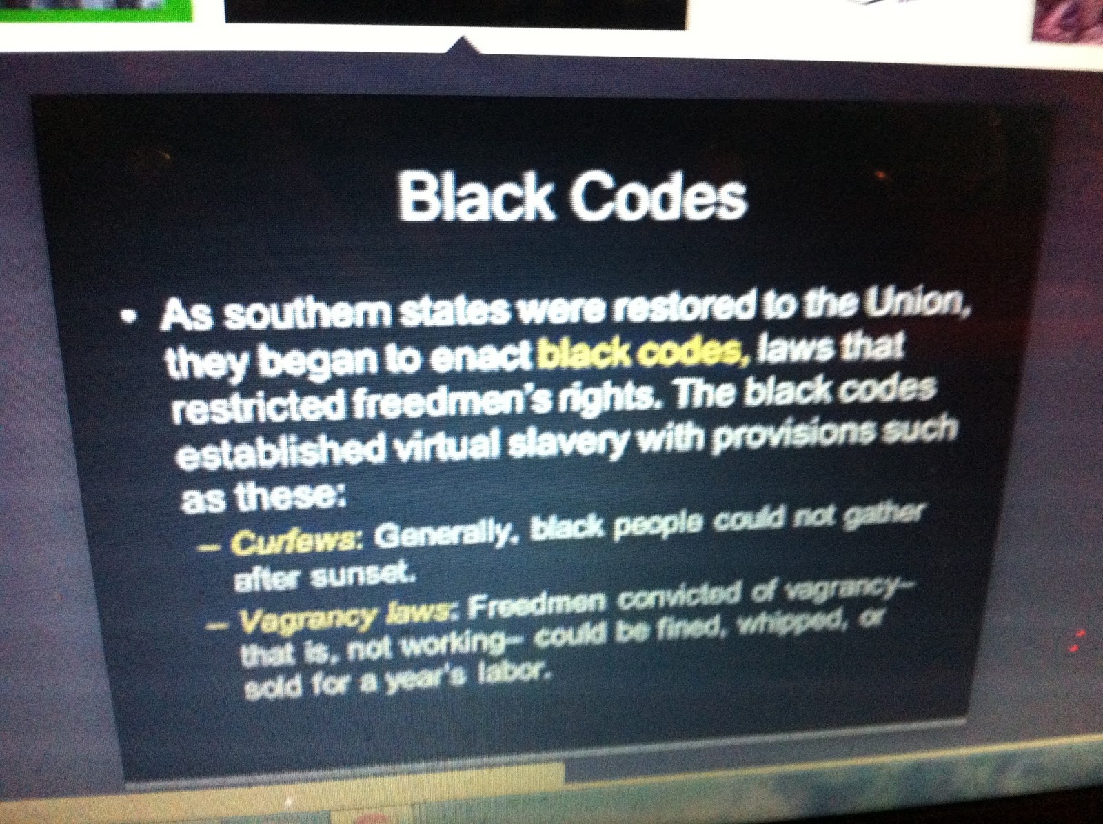 THE BLACK SOCIAL HISTORY BLACK SOCIAL HISTORY BLACK CODES UNITED