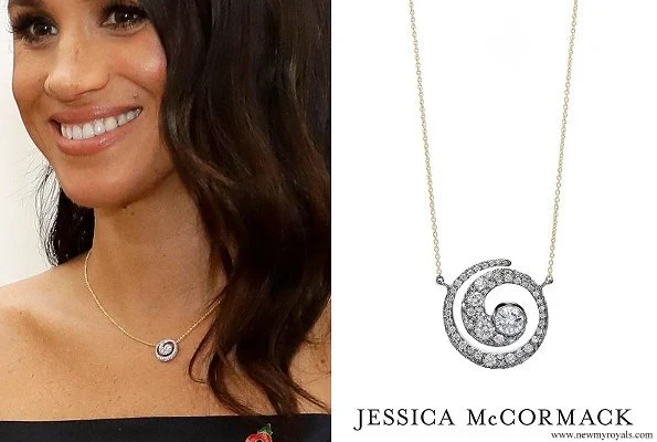 Meghan Markle wore JESSICA MCCORMACK Tattoo Diamond Pendant