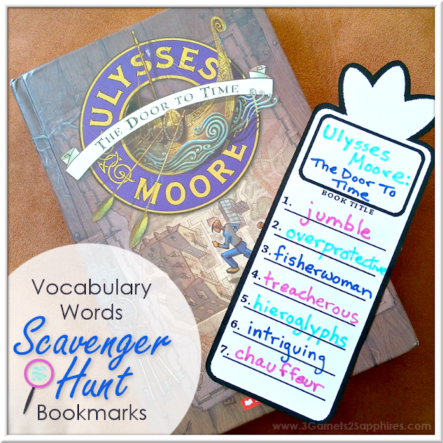 Printable Vocabulary Words Scavenger Hunt Bookmarks |  3 Garnets & 2 Sapphires